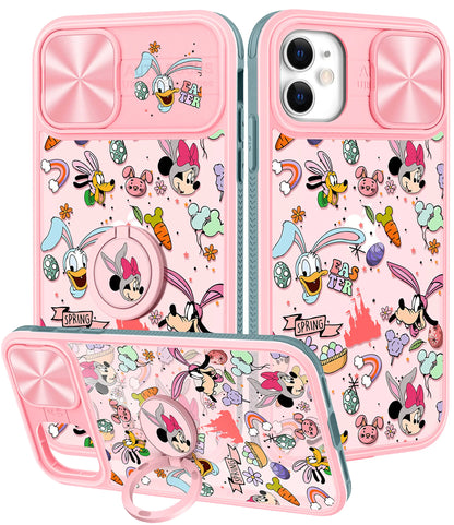 Joyleop (2in1 for iPhone 11 Case Cartoon Cute Cowby for Girls Pretty Women Teen Kids Girly Phone Covers Blue Pattern Design with Slide Camera Cover+Ring Holder for Apple 11 6.1”