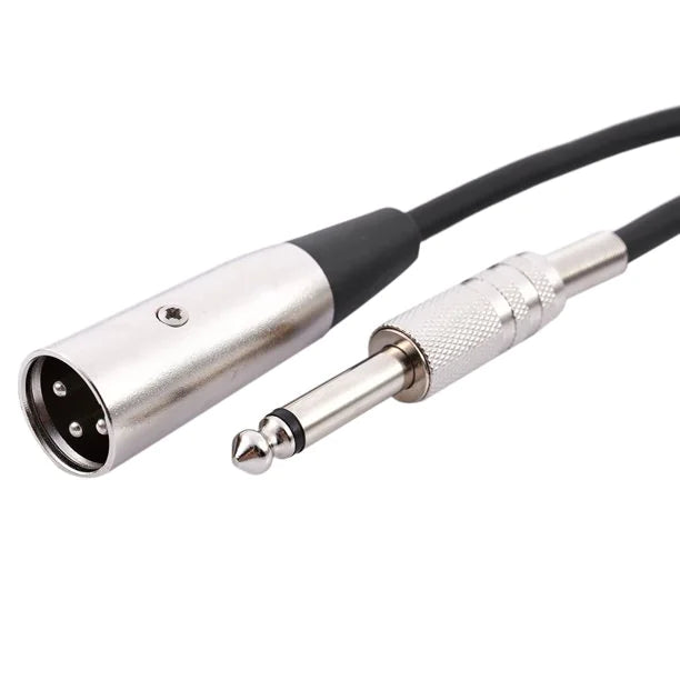 XLR 3-Pin Male To 1/4" Plug TS Microphone Mono Cable Unbalanced Shielded Audio WEM Support (www.WEM.support)