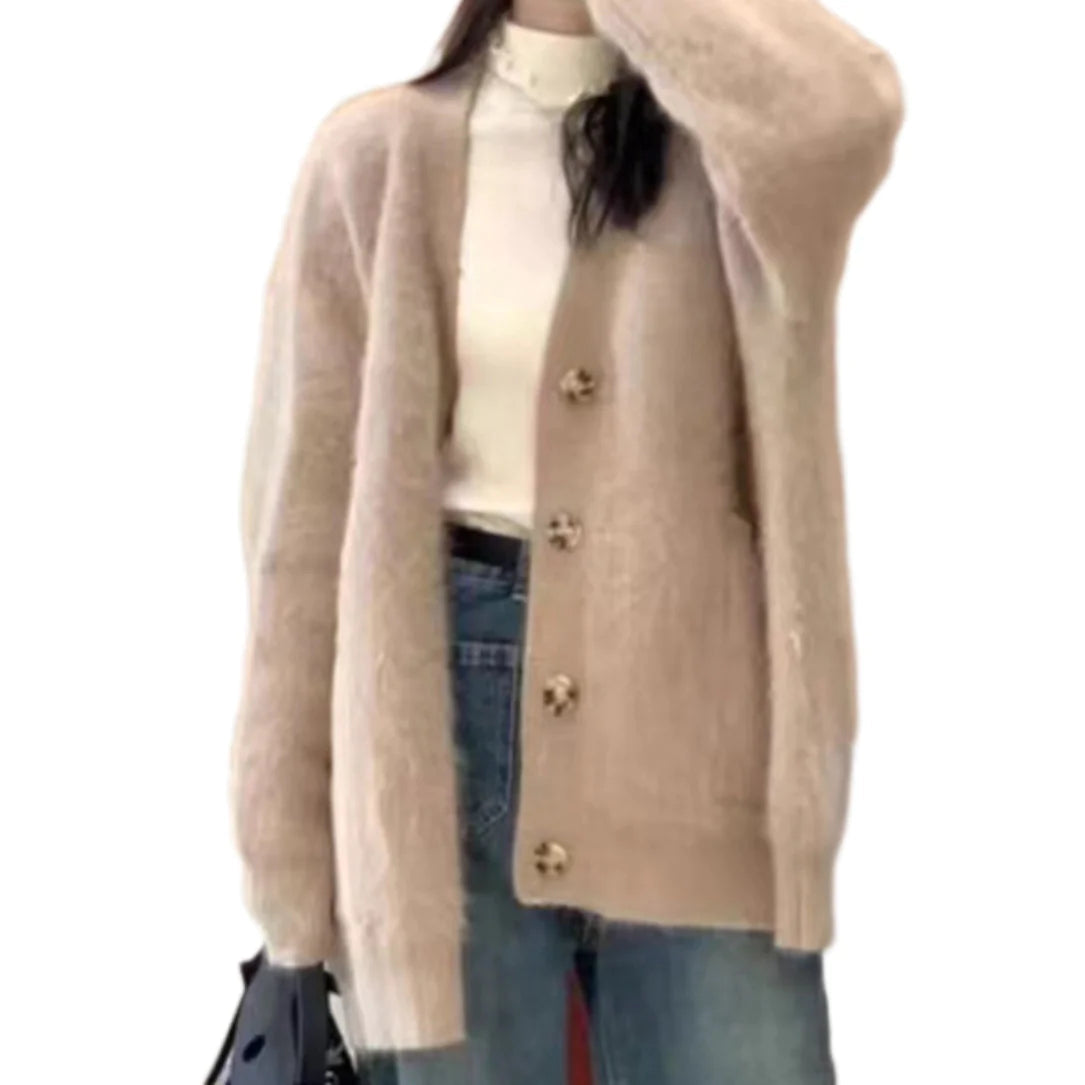 Women's Korean-Style Cozy Soft Knit Sweater Coat WEM Support (www.WEM.support)