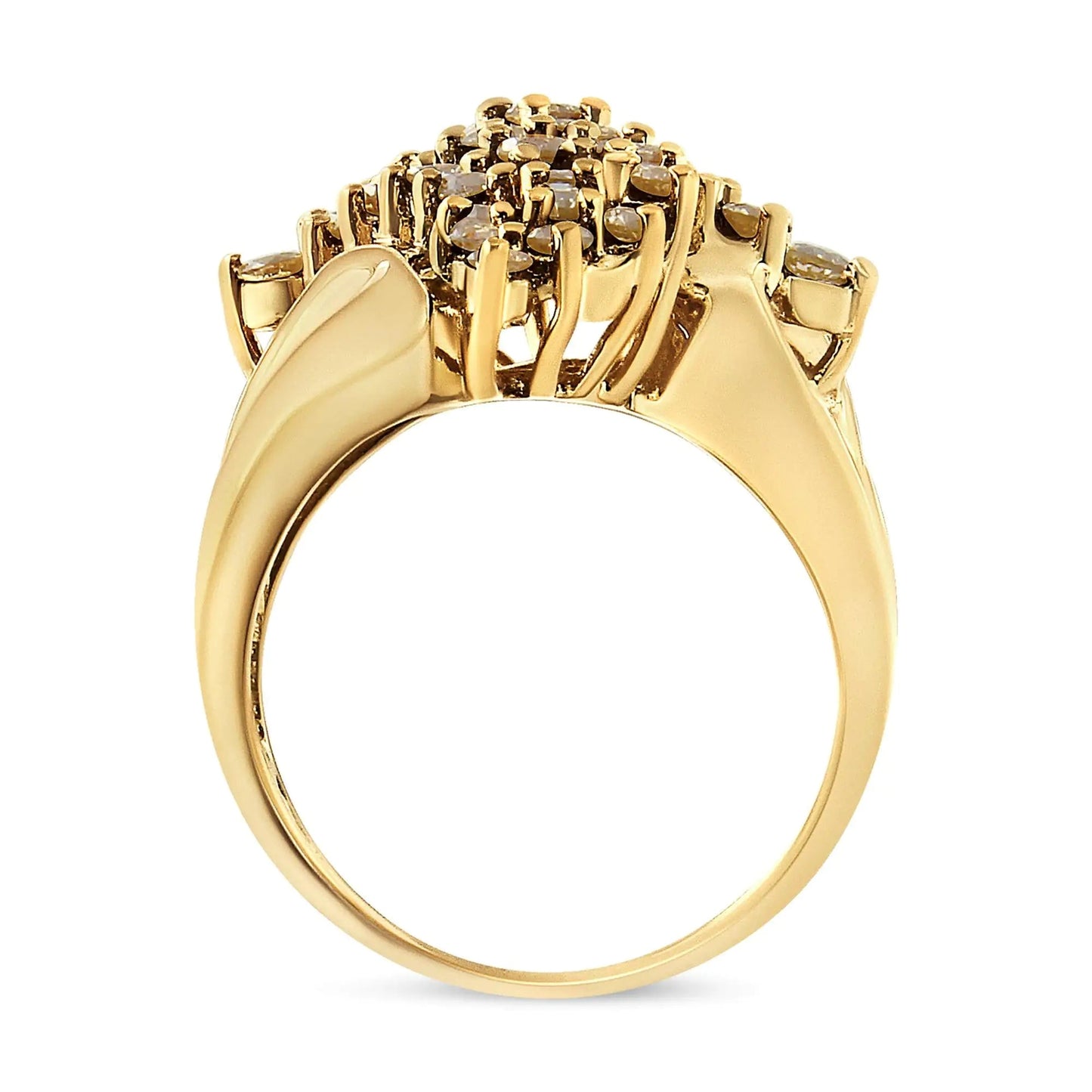14K Yellow Gold Plated .925 Sterling Silver 2.00 Cttw Diamond Cluster Ring (Champagne Color, I2-I3 Clarity) WEM Support (www.WEM.support)