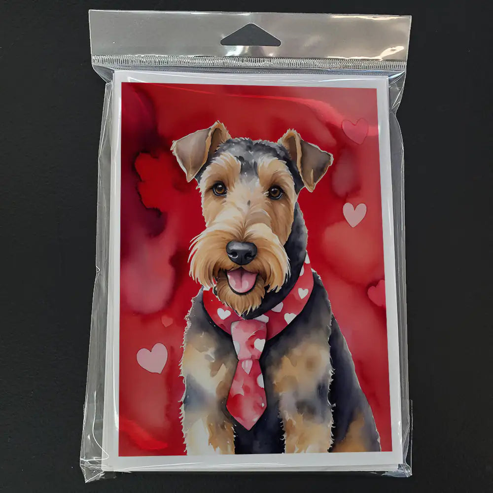 Airedale Terrier My Valentine Greeting Cards Pack of 8 WEM Support (www.WEM.support)