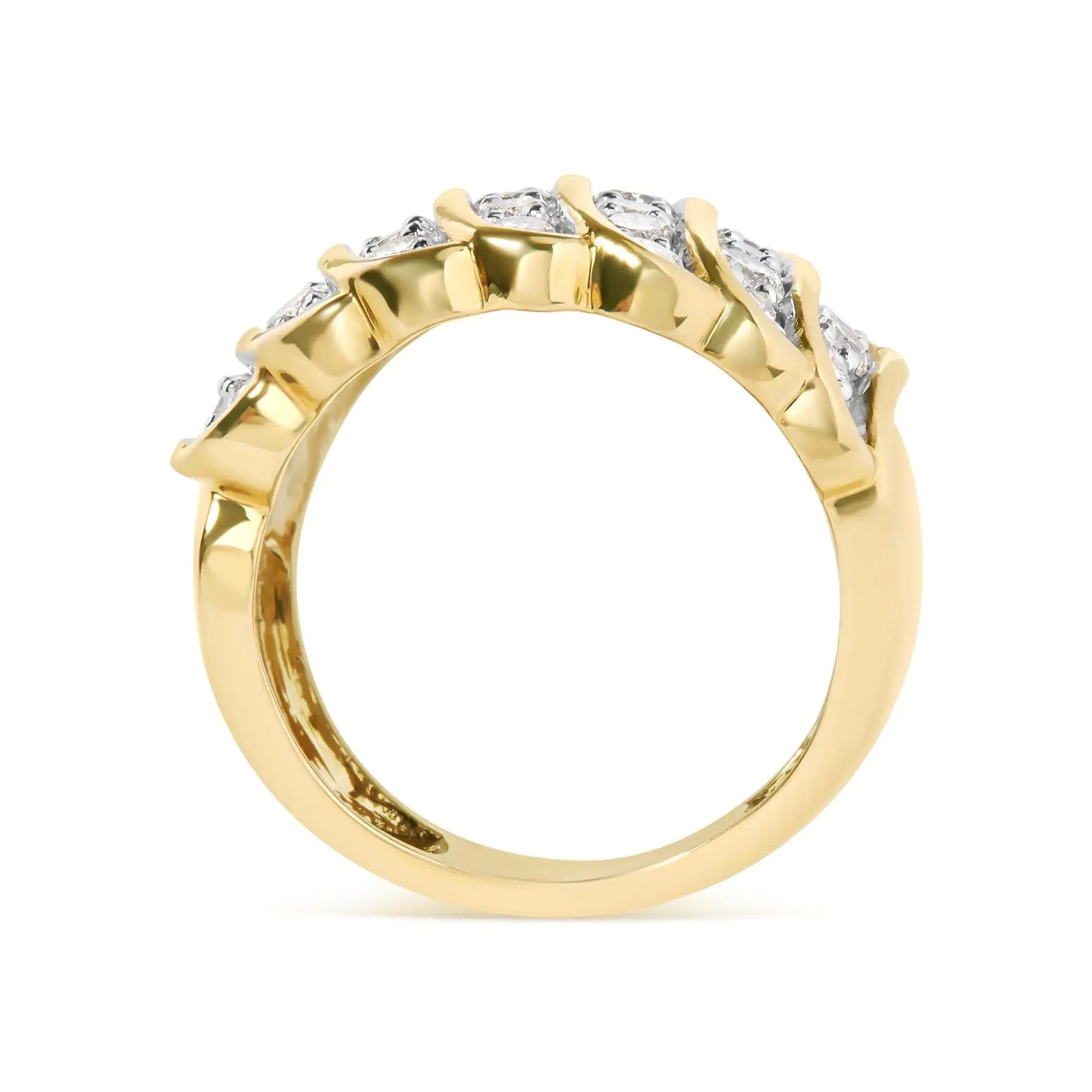 10 Yellow Gold 2.00 Cttw Diamond Multi Row Cocktail Band Ring (I-J Color, I1-I2 Clarity) WEM Support (www.WEM.support)