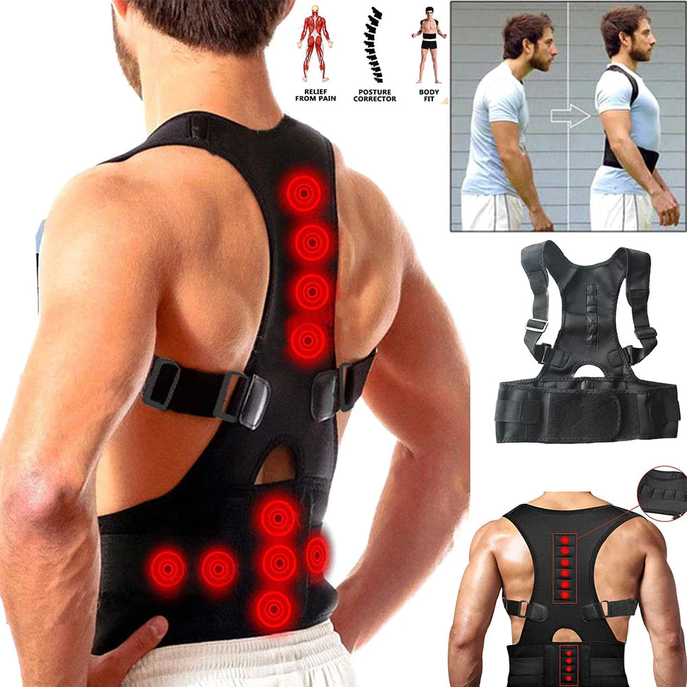 Posture Corrector Support Magnetic Back Shoulder Brace Belt Band For Men Women WEM Support (www.WEM.support)