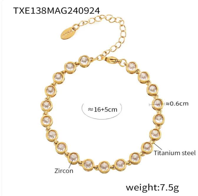 Titanium Steel Zircon Color Mix Bracelet & Necklace Set WEM Support (www.WEM.support)