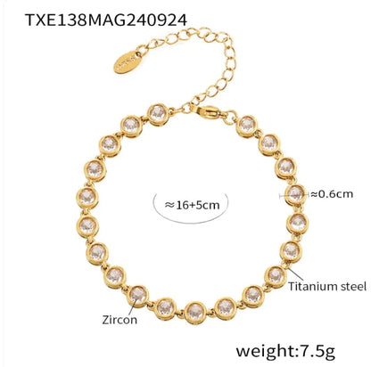 Titanium Steel Zircon Color Mix Bracelet & Necklace Set WEM Support (www.WEM.support)