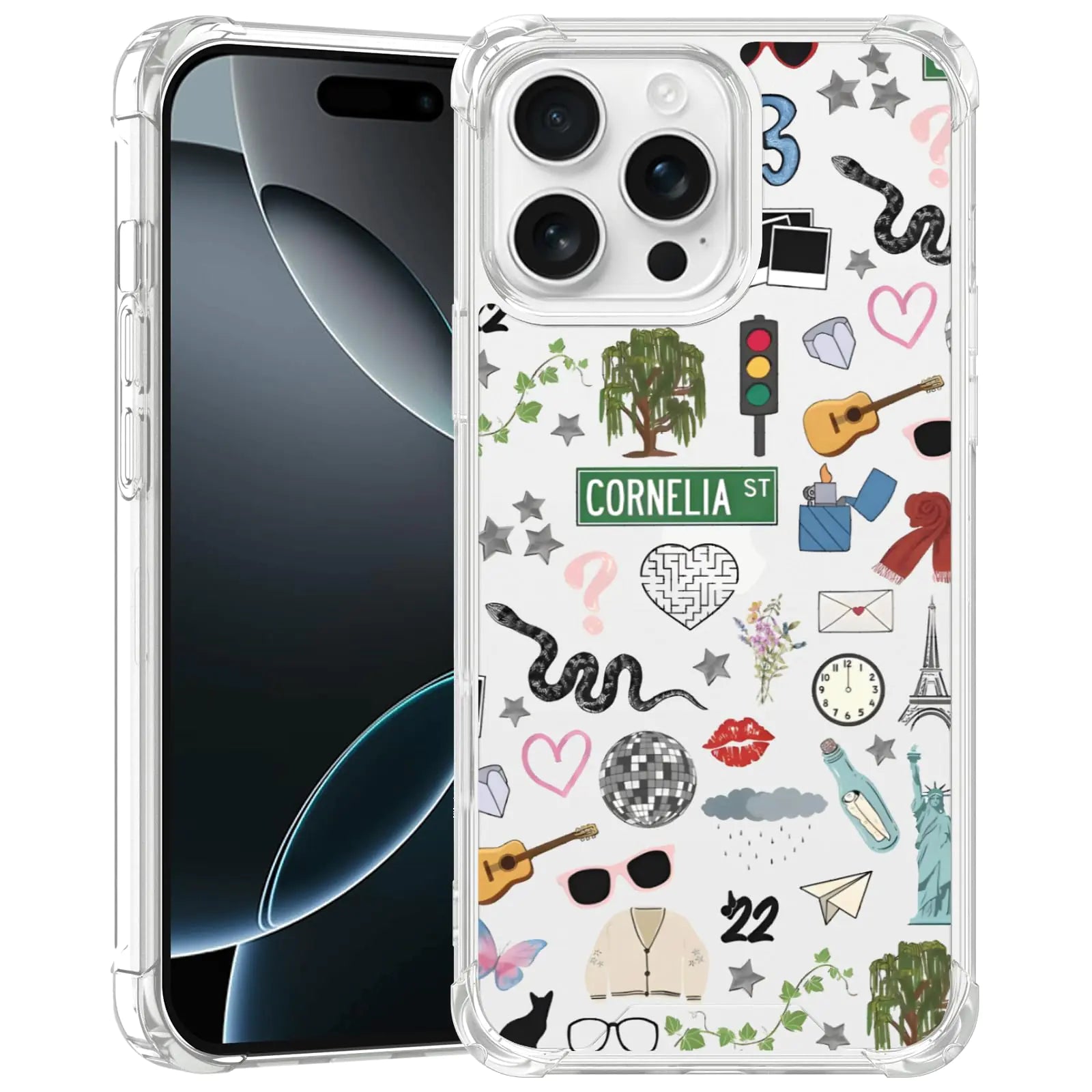 Taylorism Musician Phone Case Compatible with iPhone 12 Pro Max,Cool Queen Aesthetic Collage Phone Case for Women Girls Clear TPU Shockproof Cover Cases - Catch Cards