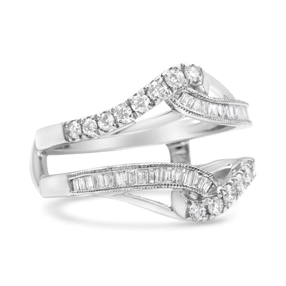 14K White Gold 0.65 Cttw Round and Baguette Invisible-Set Diamond Enhancer Wrap Ring (I-J Color, I2-I3 Clarity) WEM Support (www.WEM.support)