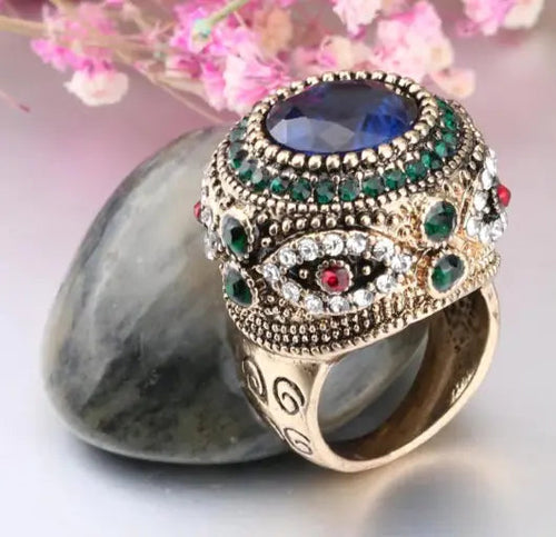 Vintage Gold Plated Inlaid Ring HejK.com