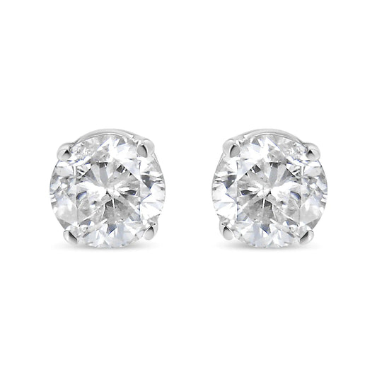 14K White Gold 1/2 Cttw Round Brilliant-Cut Near Colorless Diamond Classic 4-Prong Stud Earrings (H-I Color, SI1-SI2 Clarity) WEM Support (www.WEM.support)