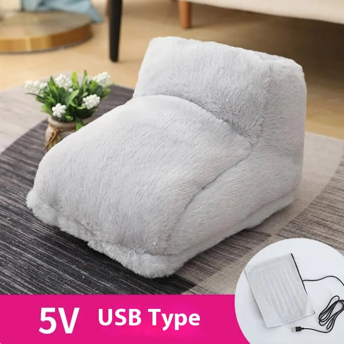Electric Rabbit Fur Foot Warmer WEM Support (www.WEM.support)