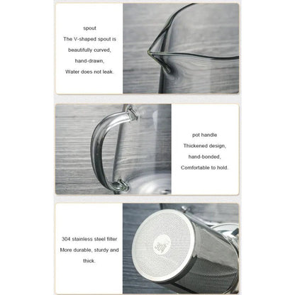 Tetera de Vidrio Transparente Resistente al Calor con Infusor para Café, Té y Hierbas - Catch Cards