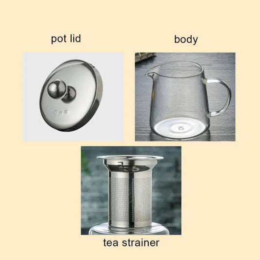 Tetera de Vidrio Transparente Resistente al Calor con Infusor para Café, Té y Hierbas - Catch Cards