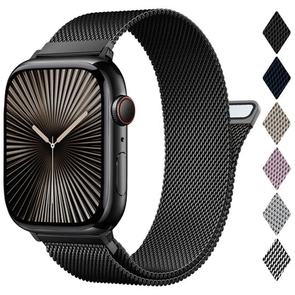 Patented Milanese Loop Compatible with Apple Watch Band 46mm 44mm 45mm 49mm 38mm 40mm 41mm 42mm for Women Men, Magnetic Stainless Steel Clasp for iWatch Bands Series SE 10 9 8 7 6 5 4 3 Ultra 2 1 HejK.com