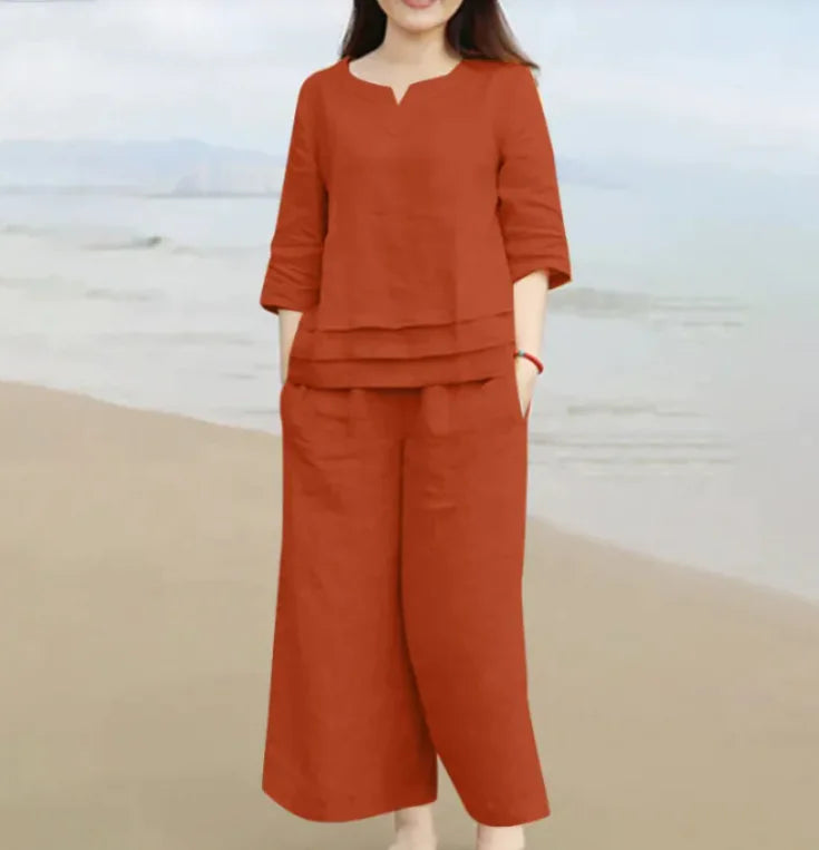 Casual Women Loose Shirt Trousers Suit WEM Support (www.WEM.support)