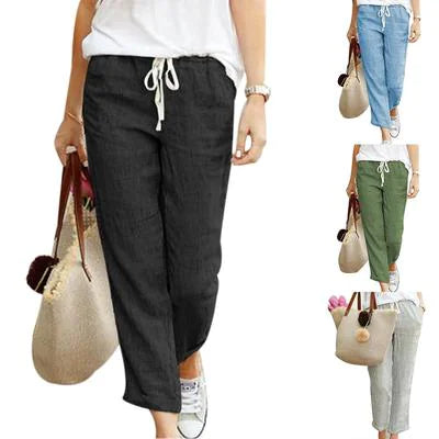 Women's Autumn Cotton Elastic Waist Pants WEM Support (www.WEM.support)