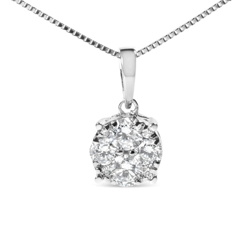 14k White Gold 1/2 Cttw Lab Grown Diamond Floral Cluster Pendant 18" Necklace (G-H Color, VS1-VS2 Clarity) WEM Support (www.WEM.support)