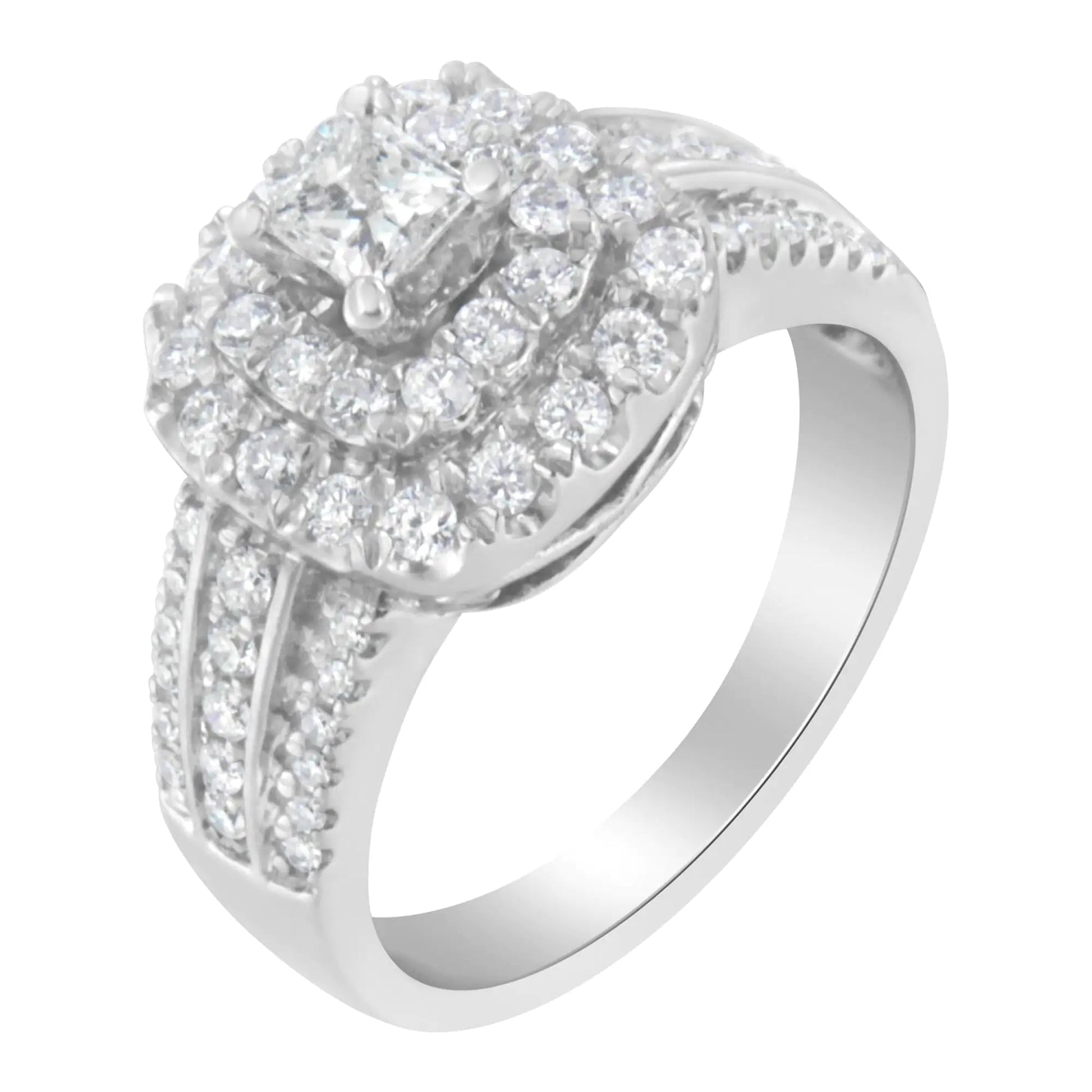 14KT White Gold Diamond Cluster Ring (1 cttw, H-I Color, I1-I2 Clarity) WEM Support (www.WEM.support)