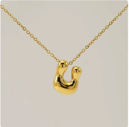 Women's Glossy Bubble Letter Pendant Necklace WEM Support (www.WEM.support)