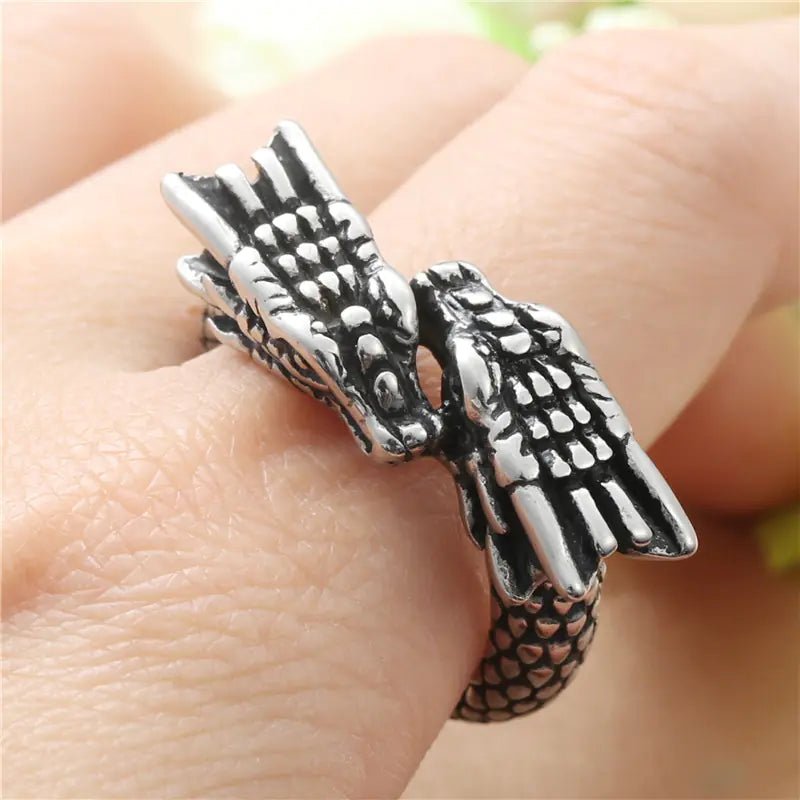 Titanium Steel Retro Chinese Dragon Ring (European & American) - Catch Cards