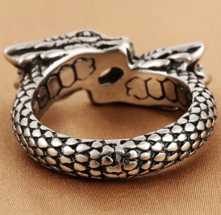 Titanium Steel Retro Chinese Dragon Ring (European & American) - Catch Cards