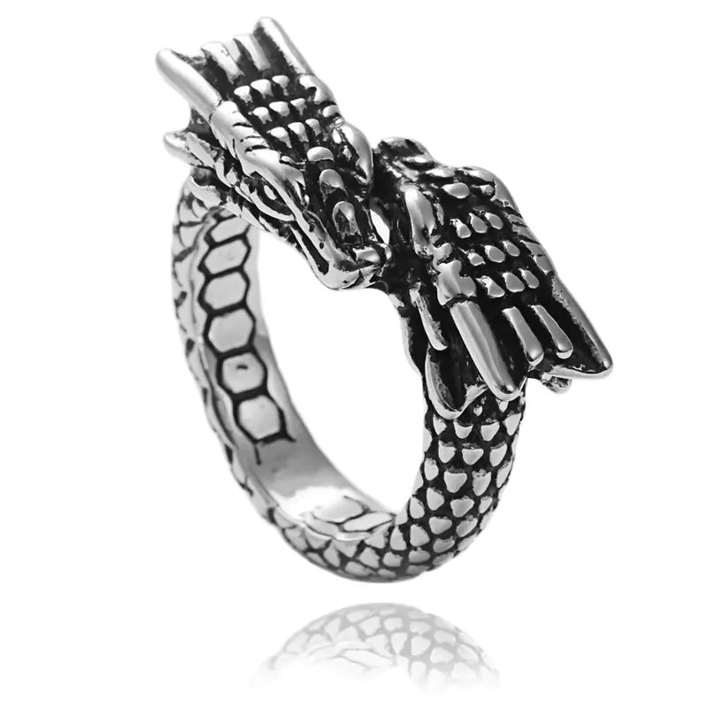 Titanium Steel Retro Chinese Dragon Ring (European & American) - Catch Cards