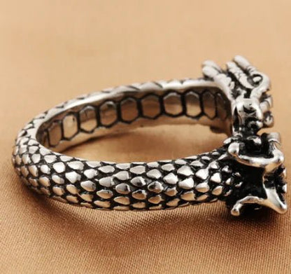 Titanium Steel Retro Chinese Dragon Ring (European & American) - Catch Cards