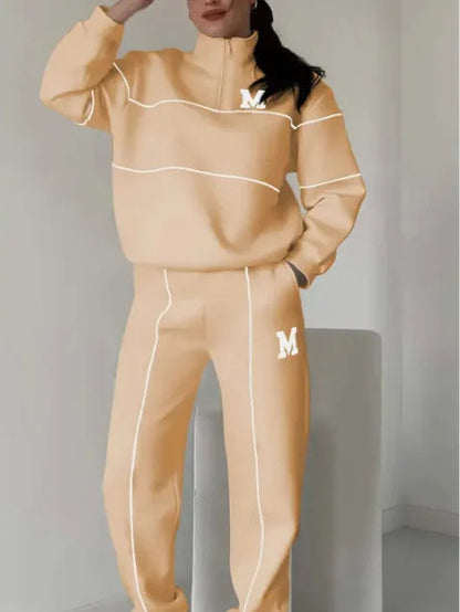 Womens 2 Piece Outfits Lounge Hoodless Pullover Sweatshirt Sweatsuit Sets Sweatshirt Baggy Fashion Sweatpants With Pockets WEM Support (www.WEM.support)