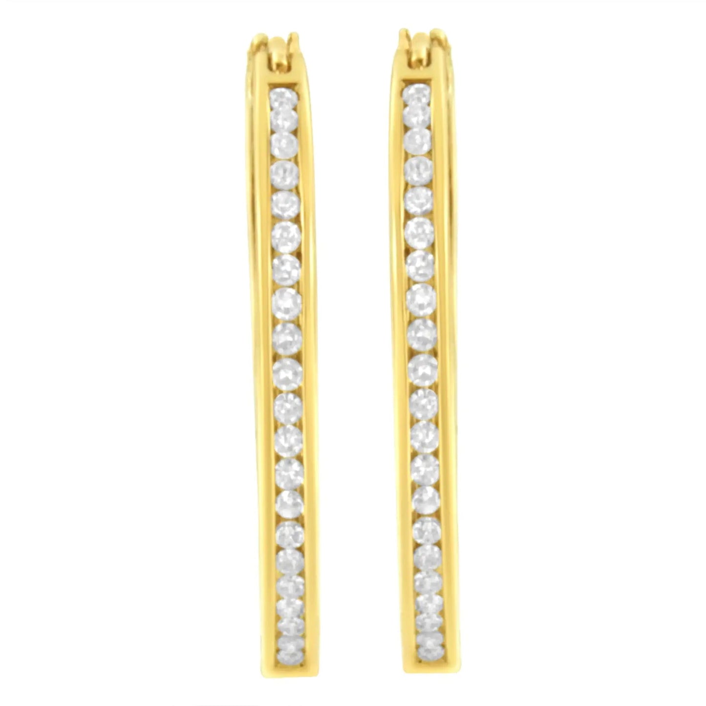 10K Yellow Gold 1/2 cttw Channel Set Diamond Hoop Earrings (I-J Clarity, I1-I2 Color) WEM Support (www.WEM.support)