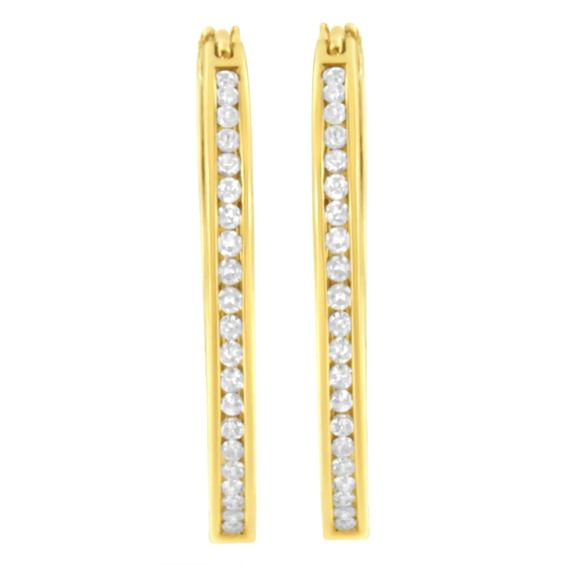 10K Yellow Gold 1/2 cttw Channel Set Diamond Hoop Earrings (I-J Clarity, I1-I2 Color) WEM Support (www.WEM.support)