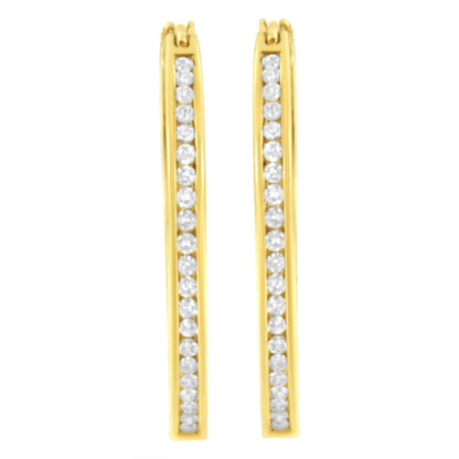 10K Yellow Gold 1/2 cttw Channel Set Diamond Hoop Earrings (I-J Clarity, I1-I2 Color) WEM Support (www.WEM.support)