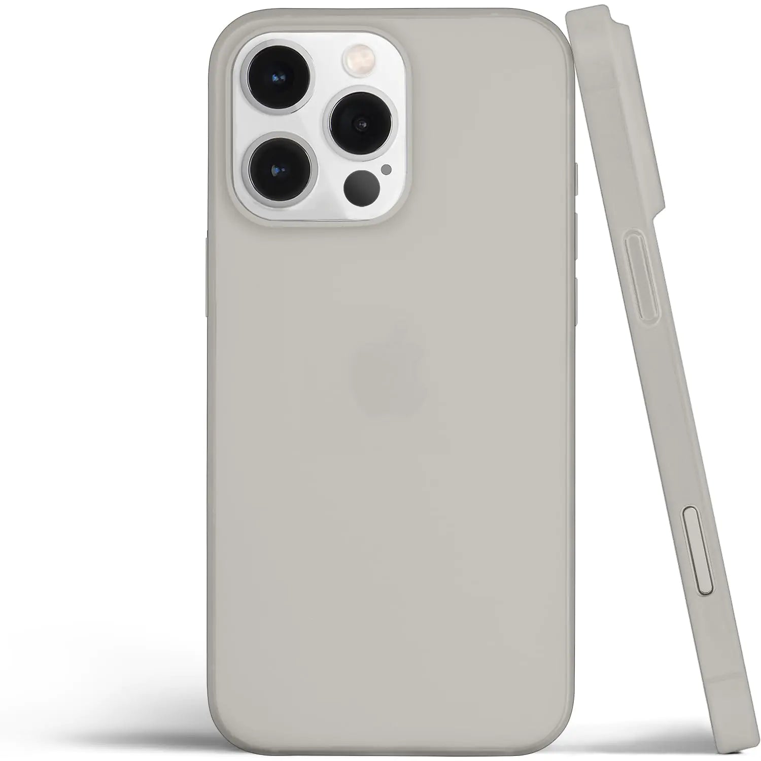 A thin iPhone 16 Pro Max case in desert titanium color, showing the back and side view with the camera cutout.