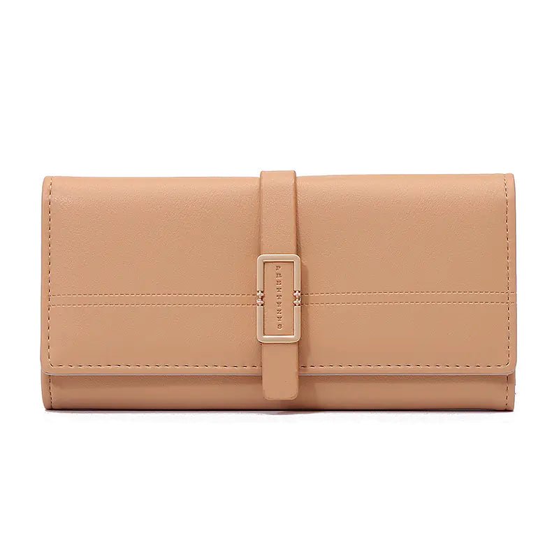 Tri - fold Clutch with Long Metal Buckle Design - Catch Cards