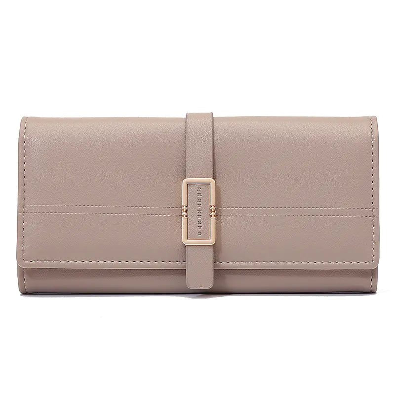 Tri - fold Clutch with Long Metal Buckle Design - Catch Cards