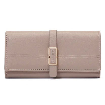 Tri - fold Clutch with Long Metal Buckle Design - Catch Cards