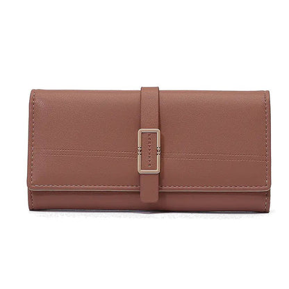 Tri - fold Clutch with Long Metal Buckle Design - Catch Cards