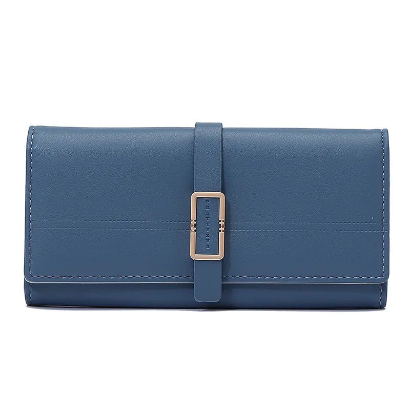 Tri - fold Clutch with Long Metal Buckle Design - Catch Cards