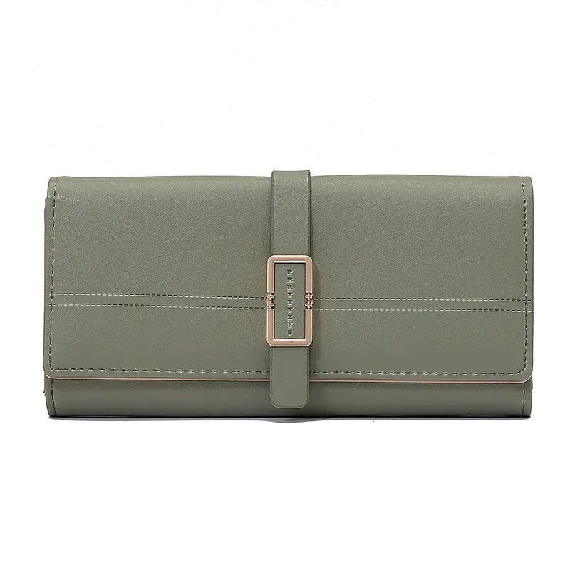 Tri - fold Clutch with Long Metal Buckle Design - Catch Cards