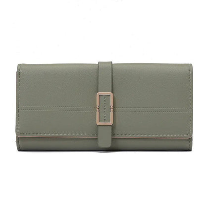 Tri - fold Clutch with Long Metal Buckle Design - Catch Cards