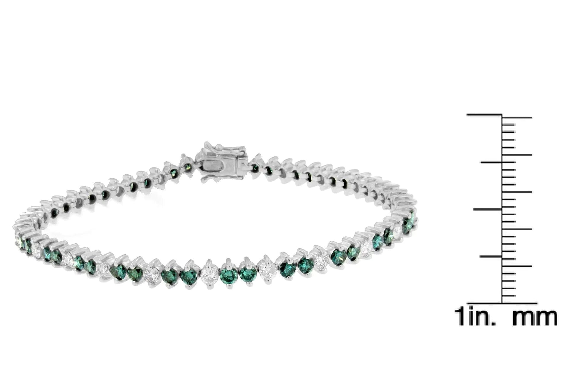 14K White Gold Round-Cut white and Blue Diamond Fashion Bracelet (5.40 cttw, H-I Color, I1-I2 Clarity) WEM Support (www.WEM.support)