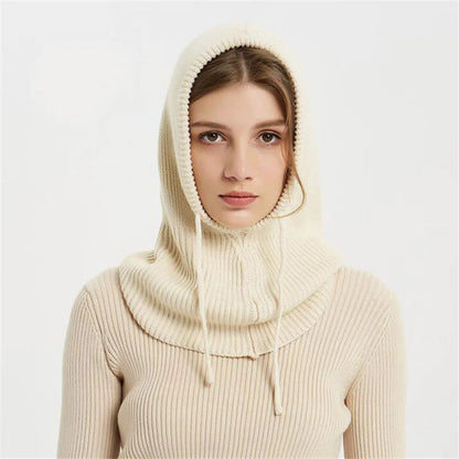 Cozy Knit All-in-One Hat & Scarf Pullover WEM Support (www.WEM.support)