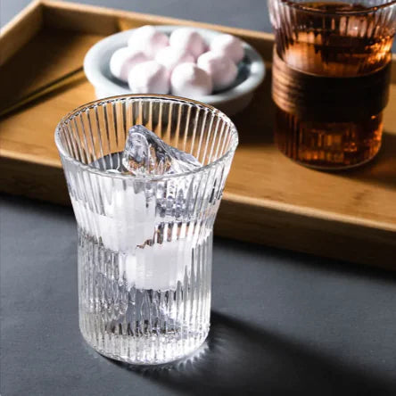 Premium High-Borosilicate Glass Vertical Grain Drinkware WEM Support (www.WEM.support)