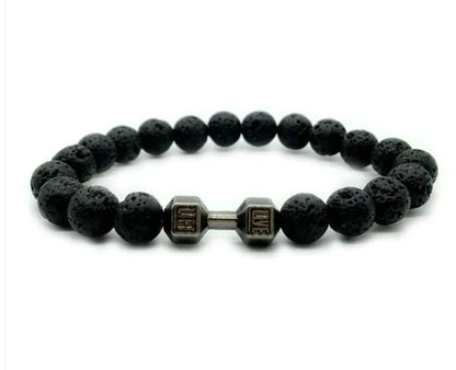 Men's Barbell & Lava Rock Dumbbell Bracelet WEM Support (www.WEM.support)