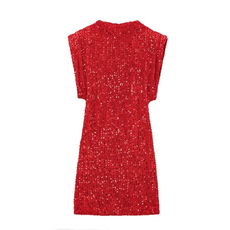 Winter Sleeveless Beaded Mini Dress WEM Support (www.WEM.support)
