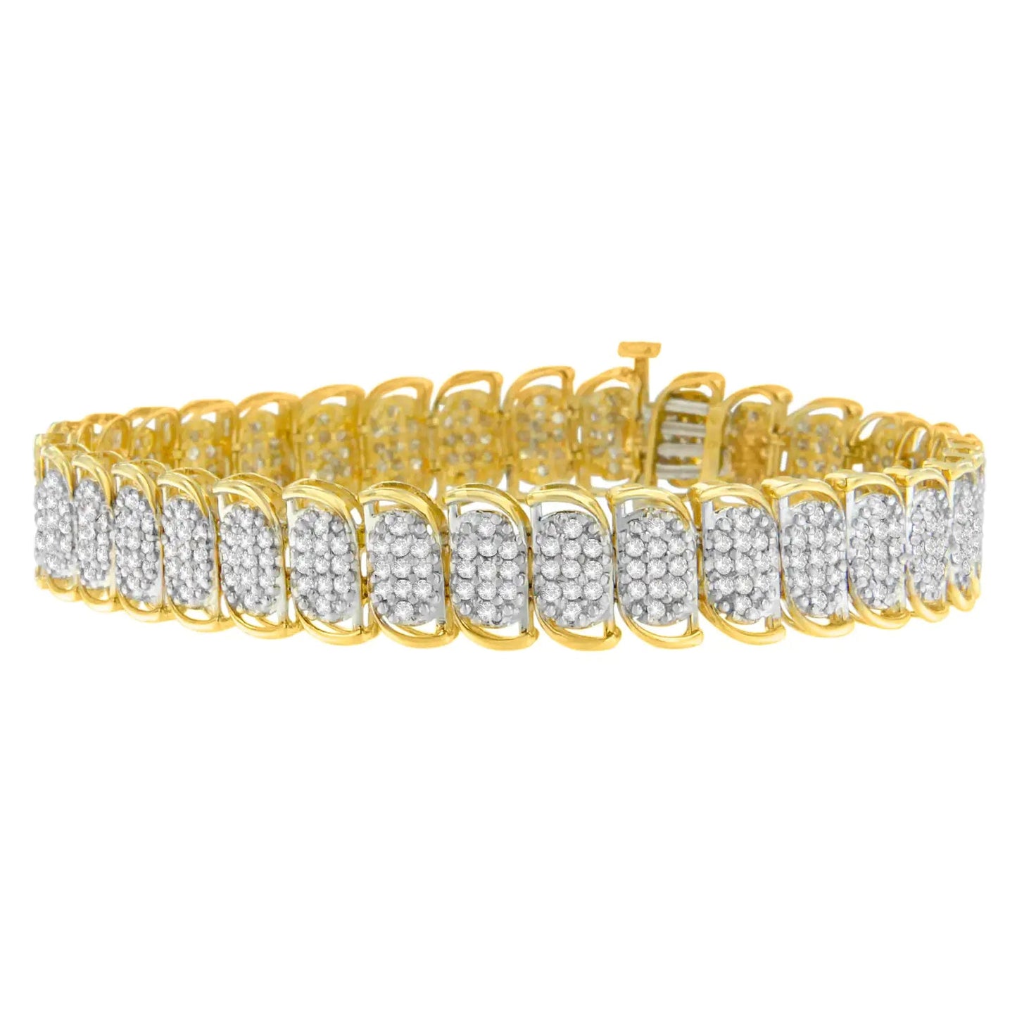 10K Yellow Gold Round Cut Diamond Ring Bracelet (3.00 cttw, J-K Color, I2-I3 Clarity) WEM Support (www.WEM.support)