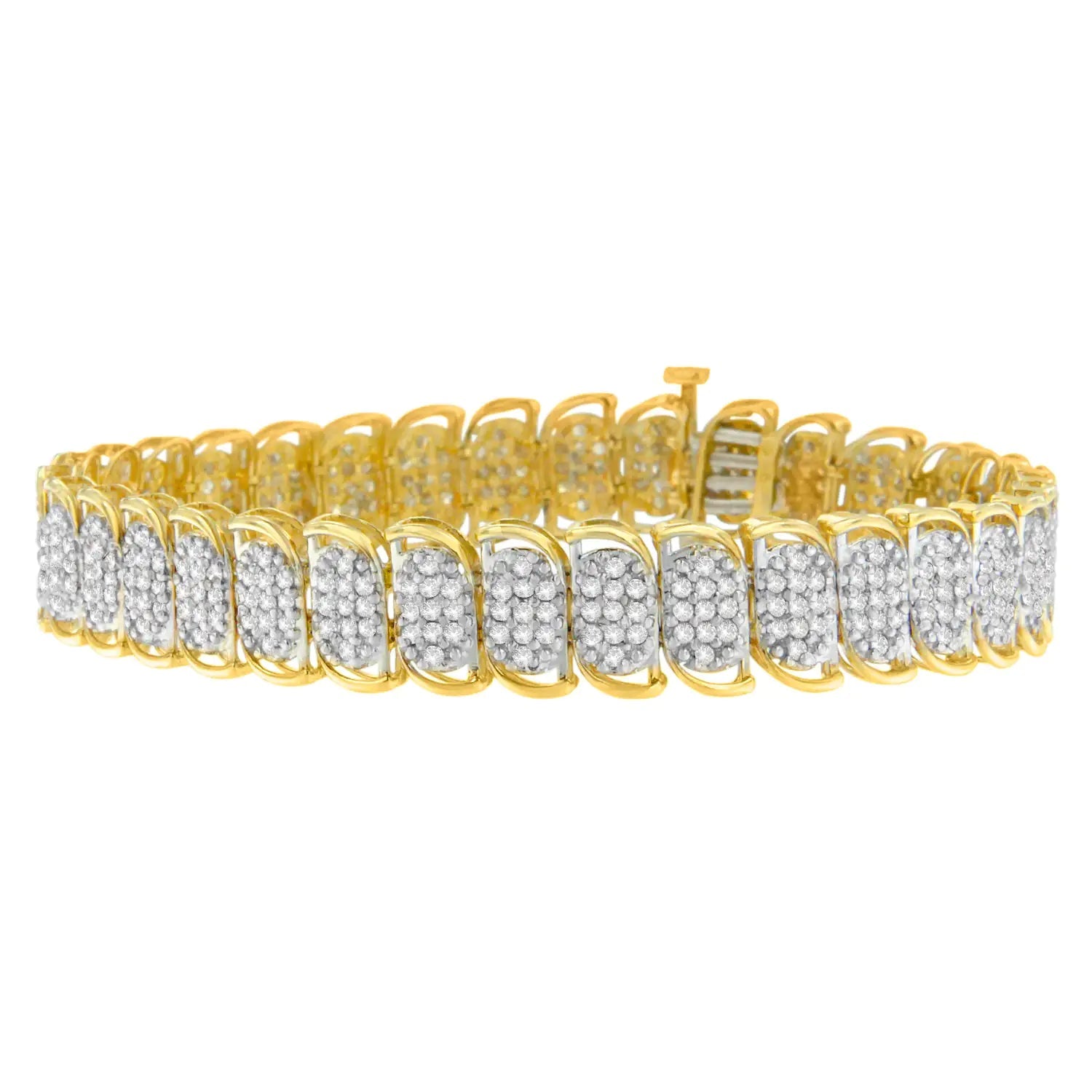 10K Yellow Gold Round Cut Diamond Ring Bracelet (3.00 cttw, J-K Color, I2-I3 Clarity) WEM Support (www.WEM.support)
