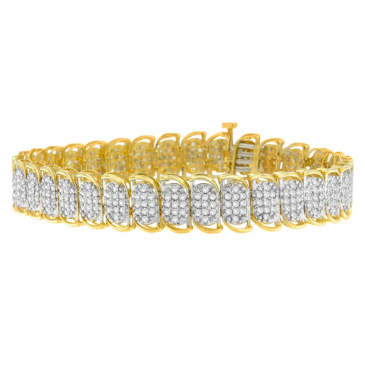 10K Yellow Gold Round Cut Diamond Ring Bracelet (3.00 cttw, J-K Color, I2-I3 Clarity) WEM Support (www.WEM.support)