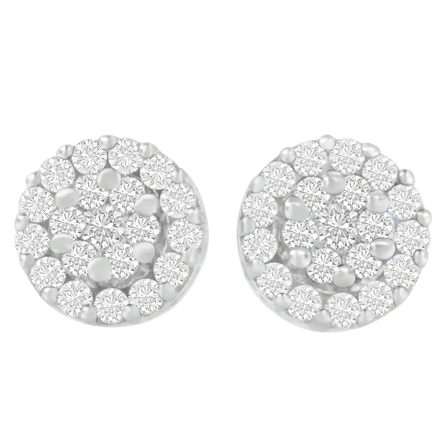 14K White Gold 3/4 cttw Round Cut Diamond Stud Earring (H-I, SI2-I1) WEM Support (www.WEM.support)