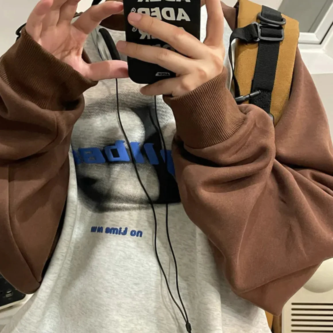 Virtual Shadow Printed Long-Sleeved Sweater WEM Support (www.WEM.support)