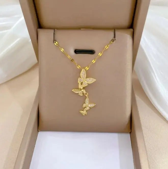 Dream Planet Necklace Stainless Steel Blue Butterfly WEM Support (www.WEM.support)