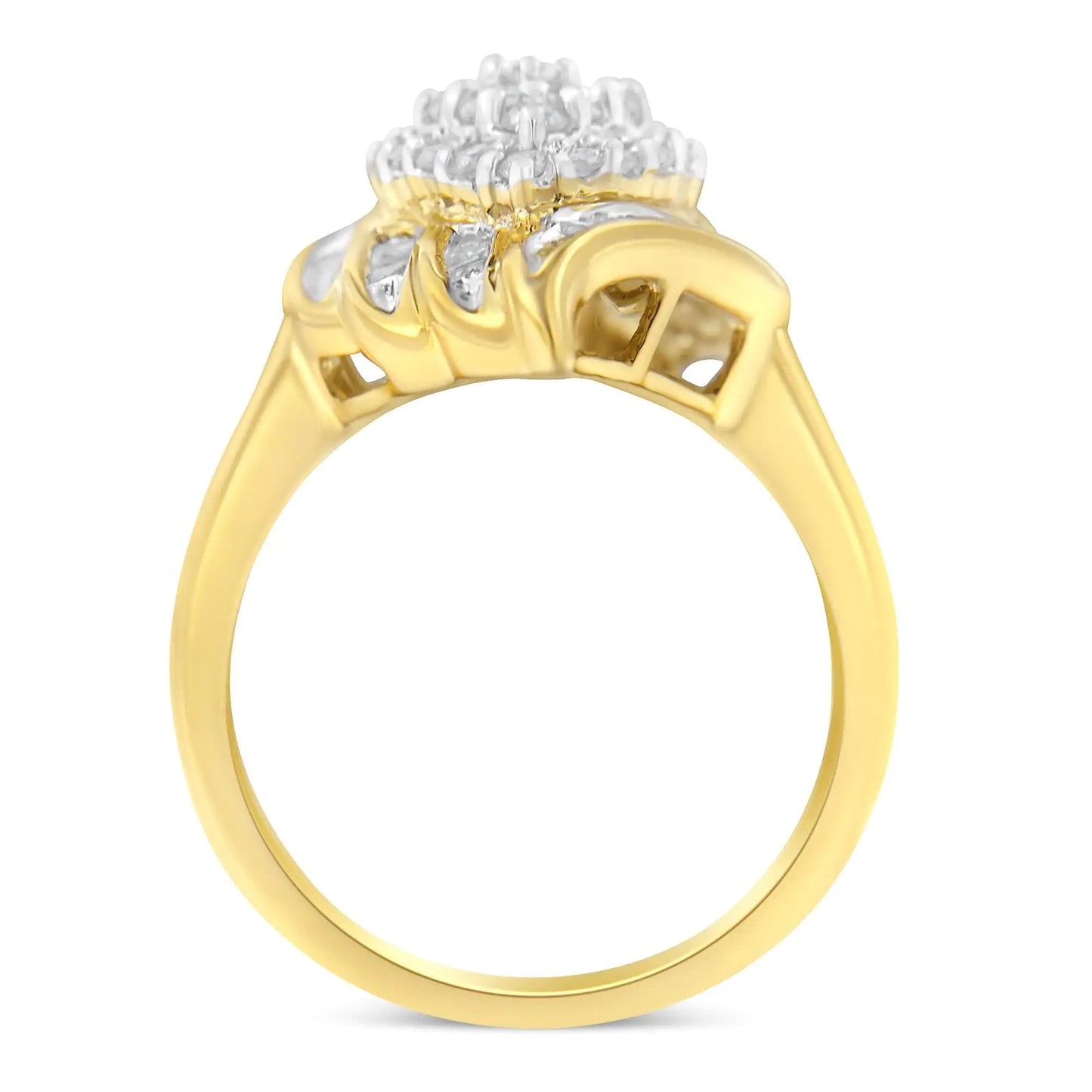 10K Yellow Gold Diamond Cocktail Ring (3/4 Cttw, I-J Color, I2-I3 Clarity) WEM Support (www.WEM.support)
